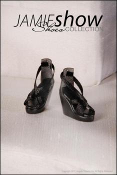 JAMIEshow - Demi - Black Wedge Sandal - Chaussure